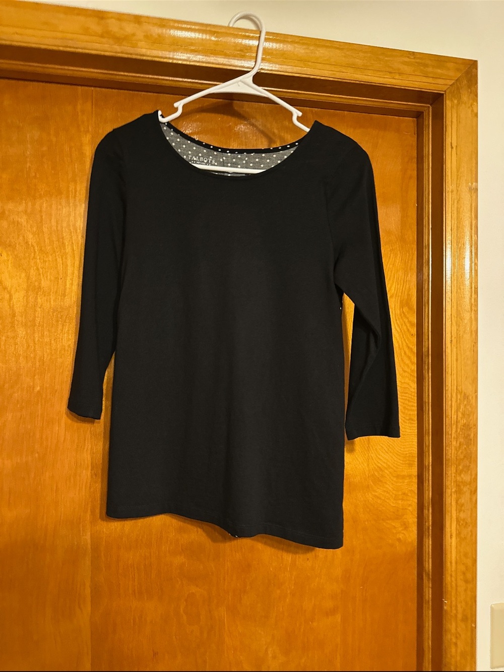 Talbots Black 3/4 Sleeve Scoop Neck Top